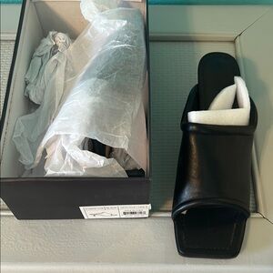 NWT French Connection Black Leather Slides